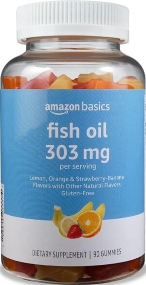 Amazon Basics Fish Oil 303mg Soft Chew Gummies Omega 3 EPA DHA 90 Count