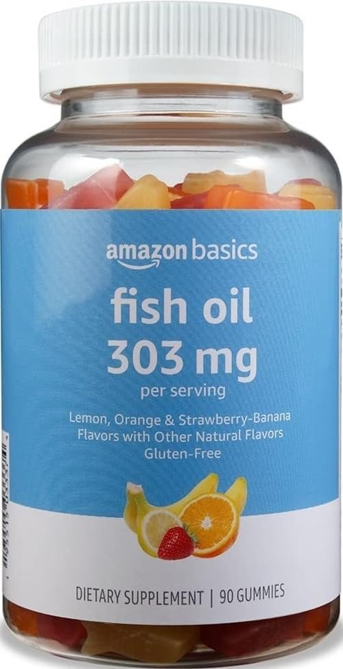 Amazon Basics Fish Oil 303mg Soft Chew Gummies Omega 3 EPA DHA 90 Count