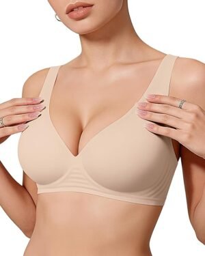 OEAK Women’s Jelly Bra Wireless Deep V Push-Up Bralette Soft & Comfortable