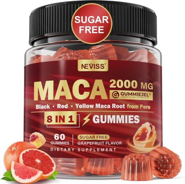 Maca Root Gummies 2000mg with Ashwagandha Ginseng and Zinc 60 Count