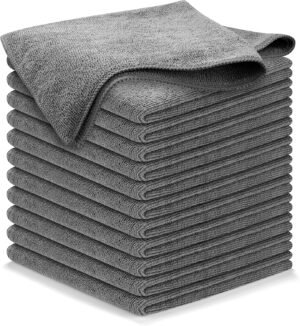 USANOOKS Microfiber Cleaning Cloths Grey 12 Pack 12.5 x 12.5 Inch