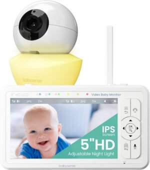 Babysense HD 5" Video Baby Monitor – Camera & Audio, Pan-Tilt-Zoom, Night Vision