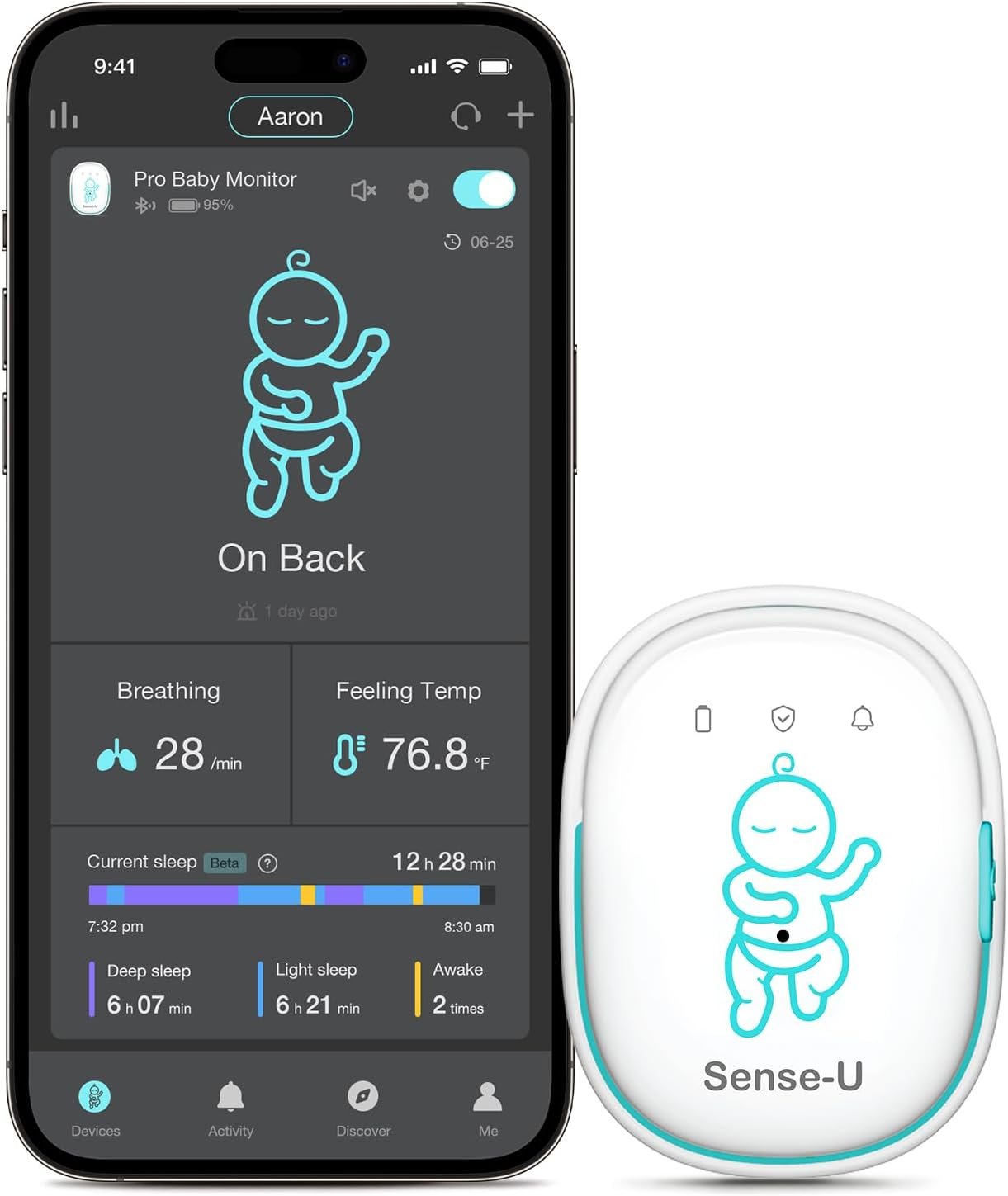 Sense-U Pro Baby Breathing Movement and Sleep Position Monitor