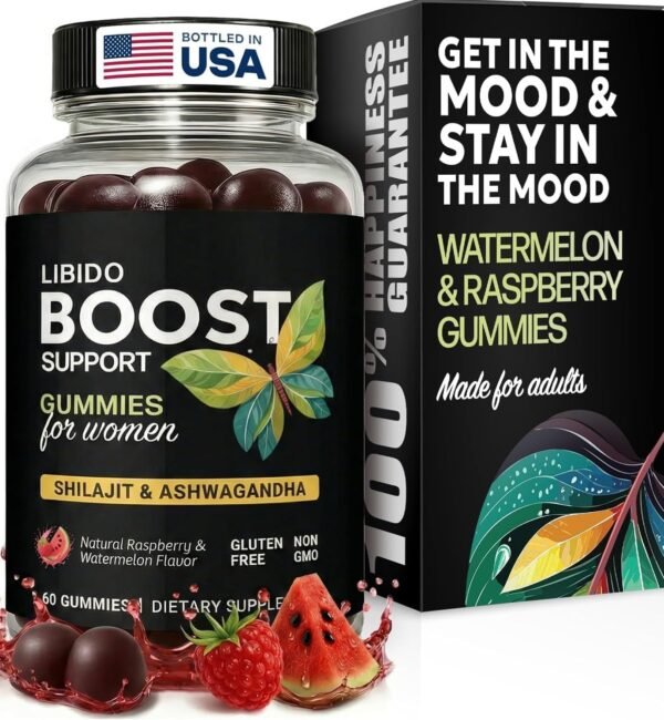 Libido Support, Women’s Libido, Women’s Gummies, Intimacy Support, Shilajit, Ashwagandha, Women’s Wellness, Desire Support, Non-GMO, Gummy Supplement, 60 Count