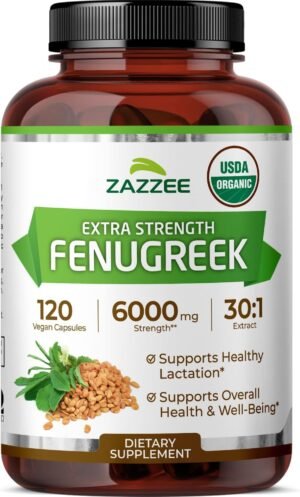 Zazzee USDA Organic Fenugreek 30:1 Extract 120 Capsules