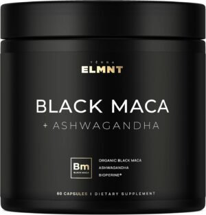 Organic Black Maca Root Capsules for Men 40 to 1 Extract with Ashwagandha
