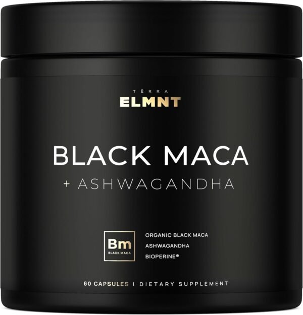 Organic Black Maca Root Capsules for Men 40 to 1 Extract with Ashwagandha