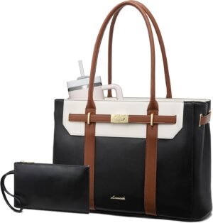 LOVEVOOK Work Laptop Bag for Women – Leather 15.6-Inch Laptop Tote Bag