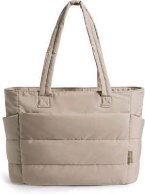BAGSMART lightweight puffy tote bag handbag for women