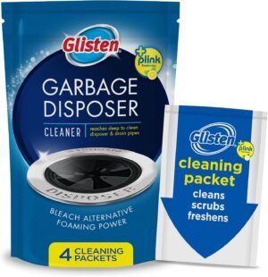 Glisten Garbage Disposer Cleaner, Lemon Scent Odor Eliminator – 4 Packets