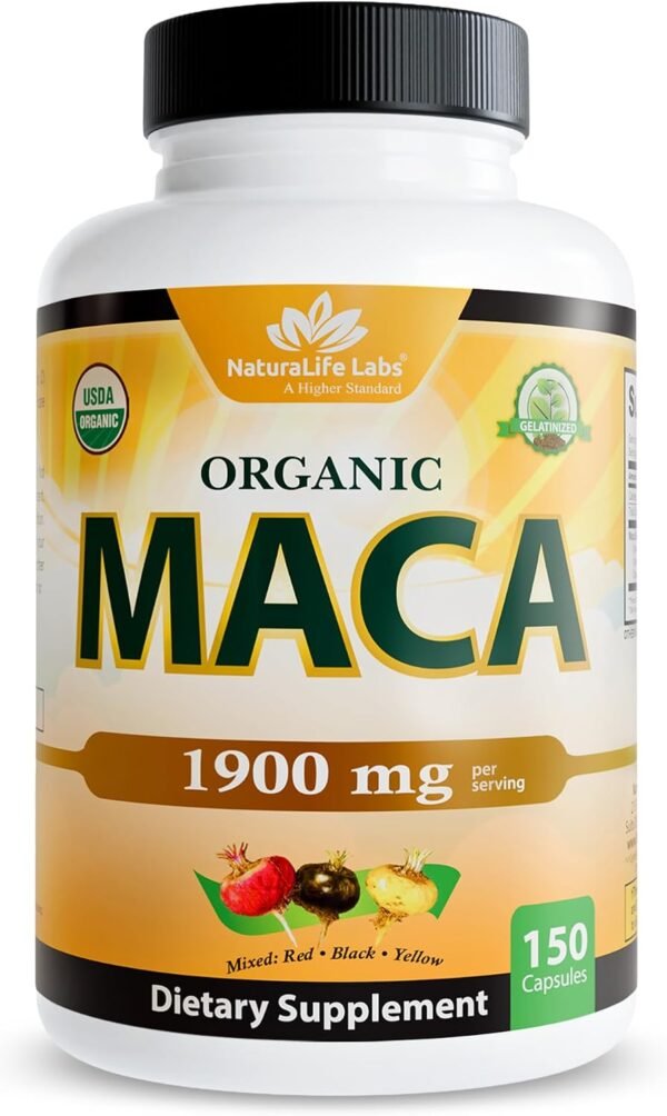 NaturaLife Labs Organic Maca Root 1900mg 150 Capsules