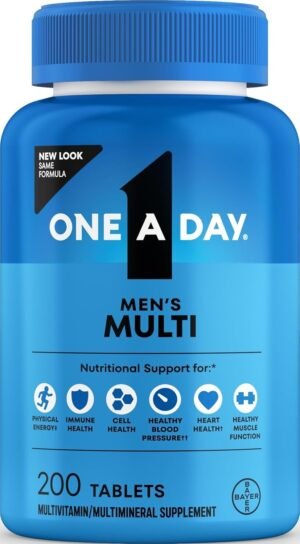 One A Day Men's Multivitamin – Daily Energy, Immune & Overall Health Support with Vitamin D, Zinc, Folic Acid & B Vitamins (200 Count)