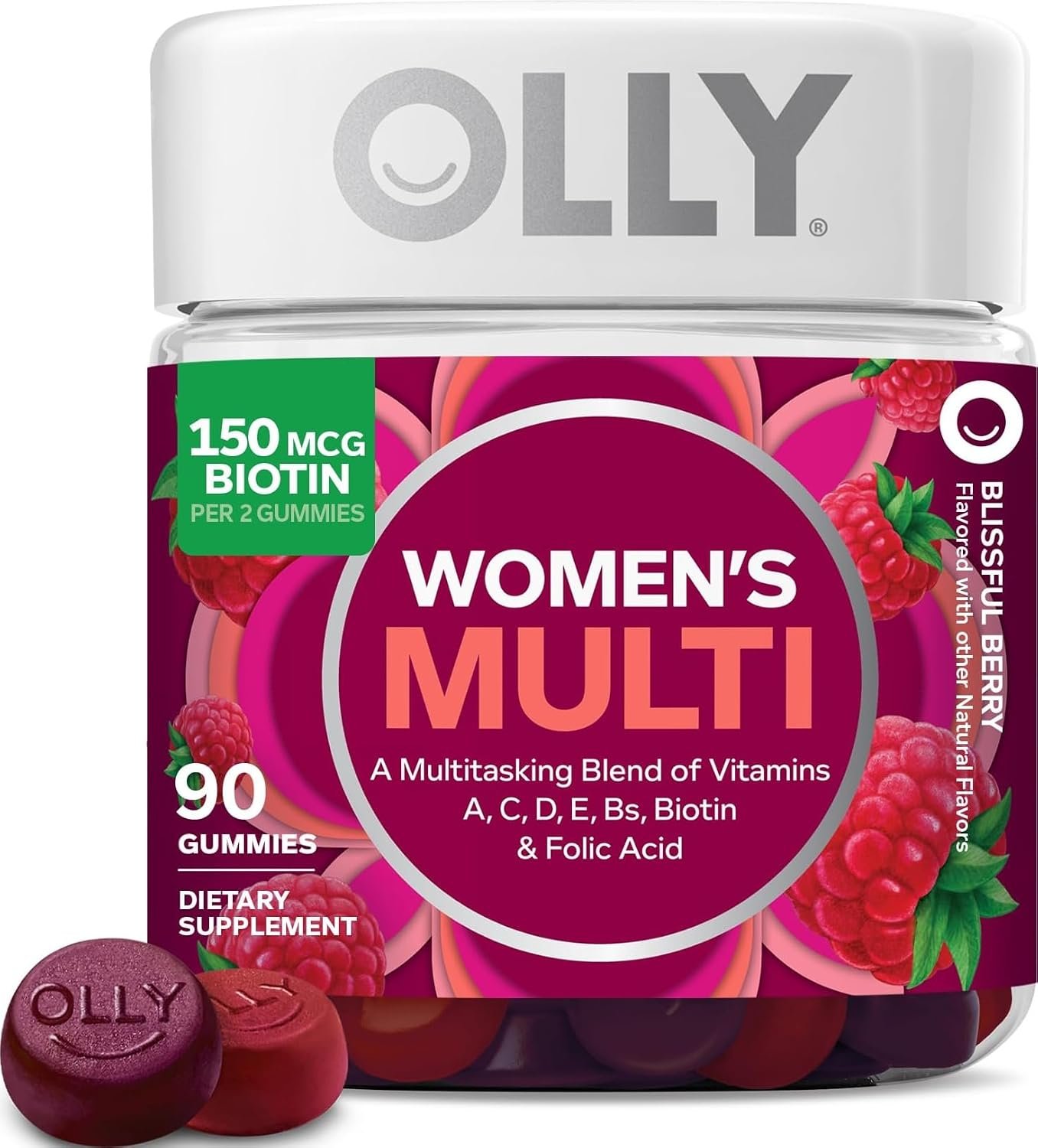 OLLY Women's Multivitamin with Biotin 90 Count for Overall Wellness