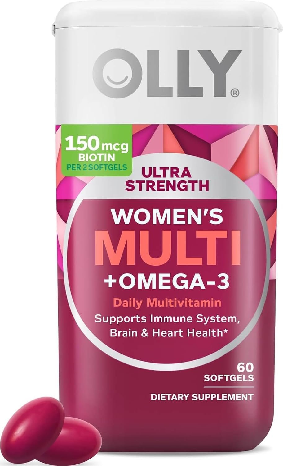 OLLY Ultra Strength Women's Multivitamin Softgels with Omega-3s 60 Count
