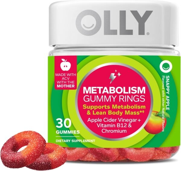 OLLY Metabolism Gummy Rings Cellular Energy Supplement with ACV 30 Count