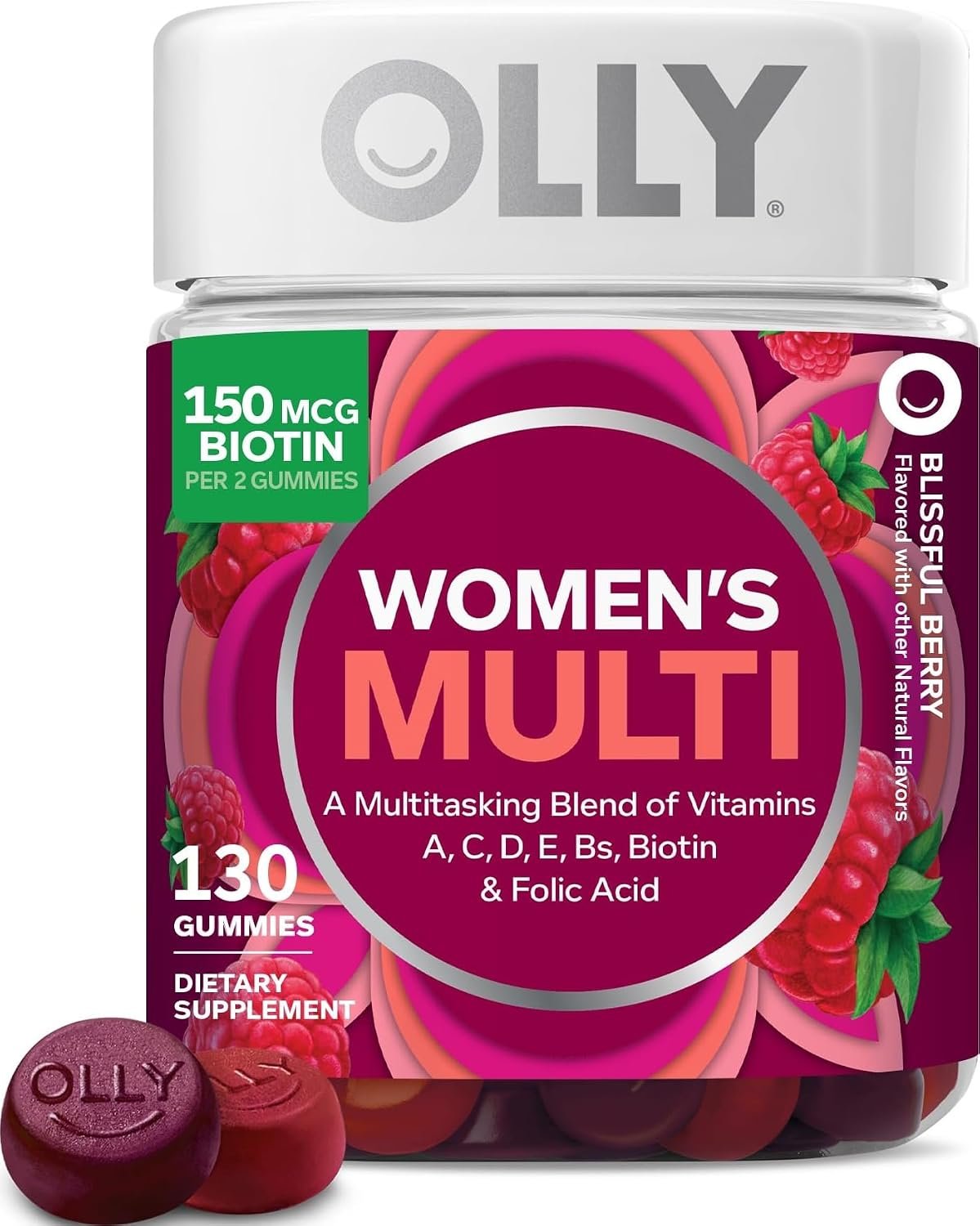 OLLY Women's Multivitamin with Biotin 130 Count for Overall Wellness