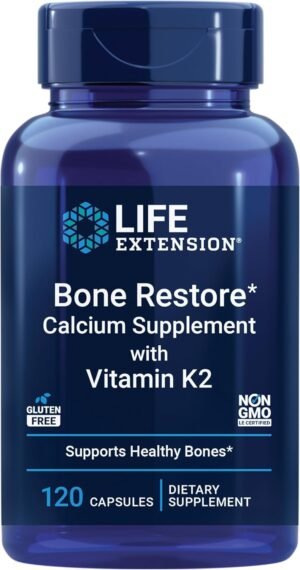 Life Extension Bone Restore with Vitamin K2 Bone Health Supplement 120 Capsules