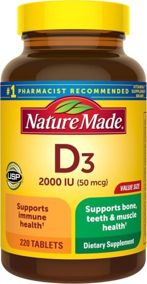 Nature Made Vitamin D3 2000 IU 50 mcg 220 Vitamin D Tablets