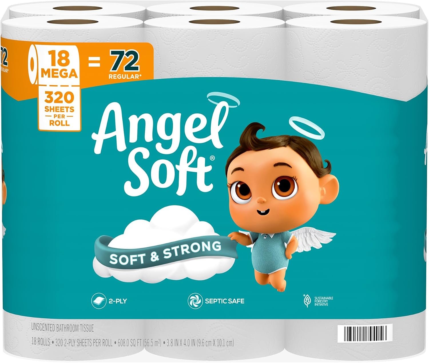 Angel Soft Toilet Paper 18 Mega Rolls Equal to 72 Regular Rolls Soft and Strong Toilet Tissue