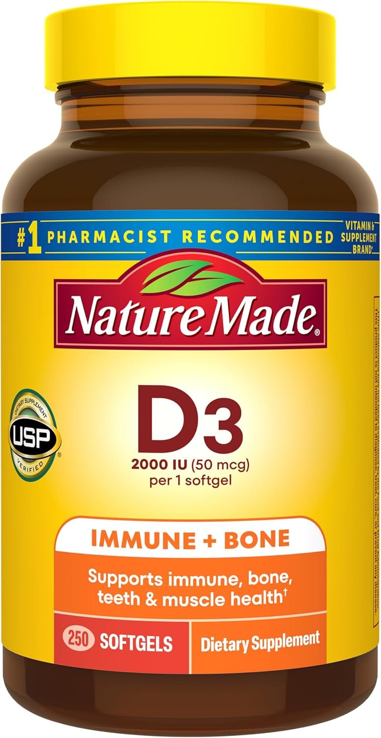 Nature Made Vitamin D3 2000 IU 50 mcg 250 Vitamin D Softgels