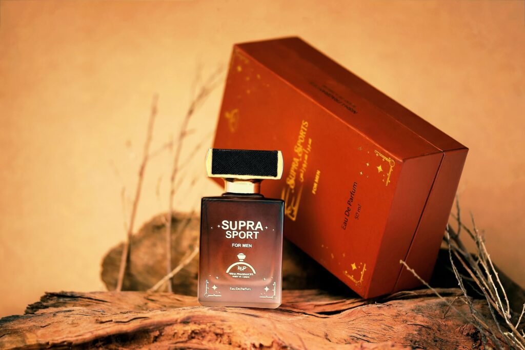 woody intense perfume price in pakistan – Elegant men's perfume bottle with woody background. Perfect for luxury branding and product photography.